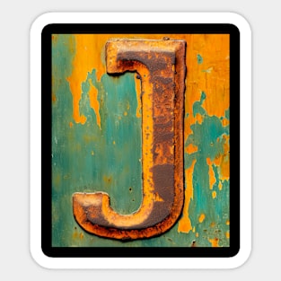 Rusty Letter J Antique Monogram Letter J Initial Alphabet Sticker